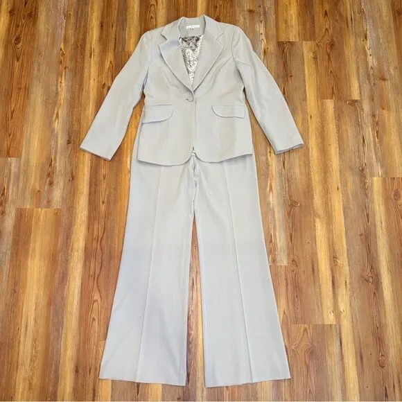 Cabi Women 6 Jacket 8 Pants Suit Gray Greige Stitching Professional Career - Picture 2 of 14
